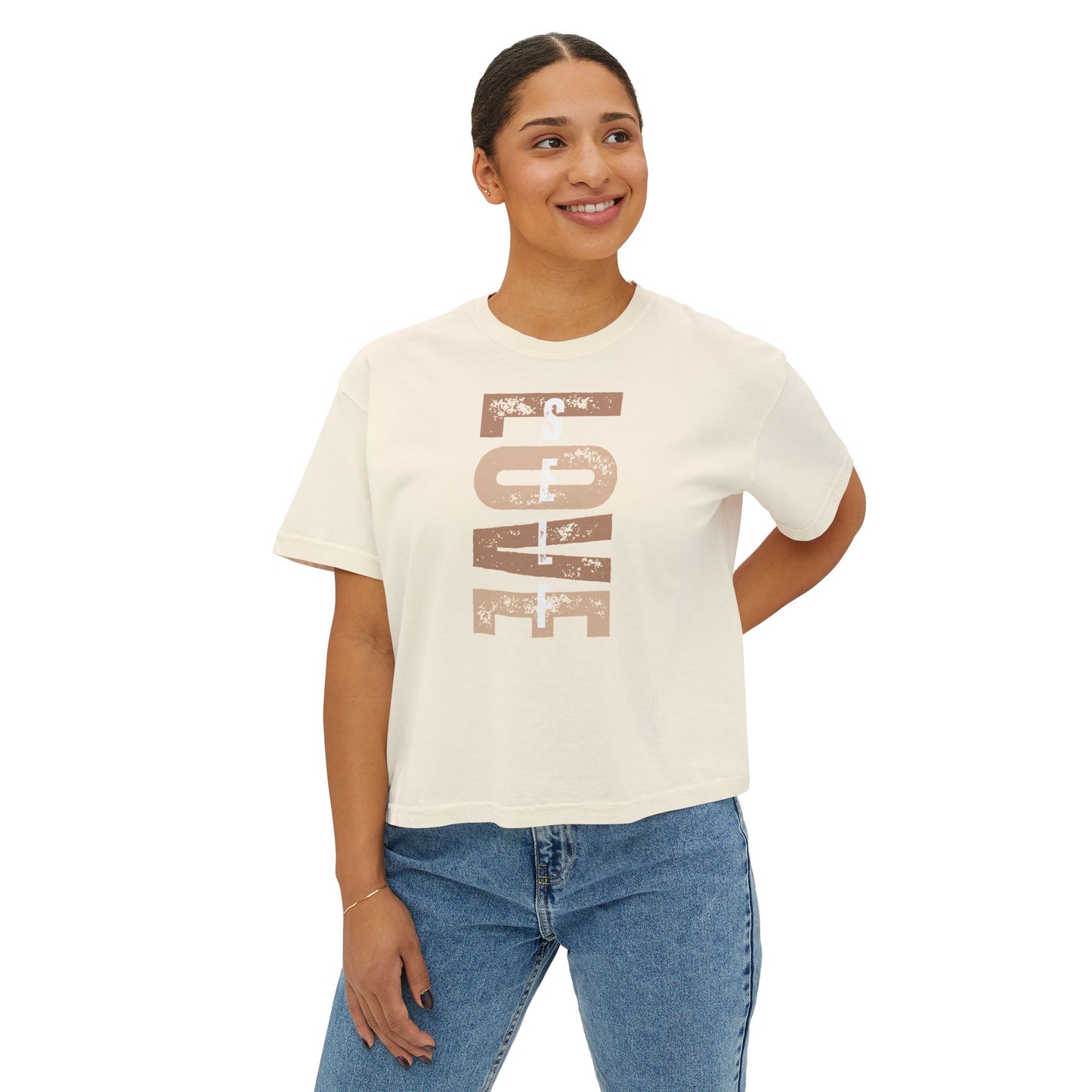 Self Love Women’s Boxy Tee – Soulful Streetwear Graphic T-Shirt | M-Bodi Dezigns