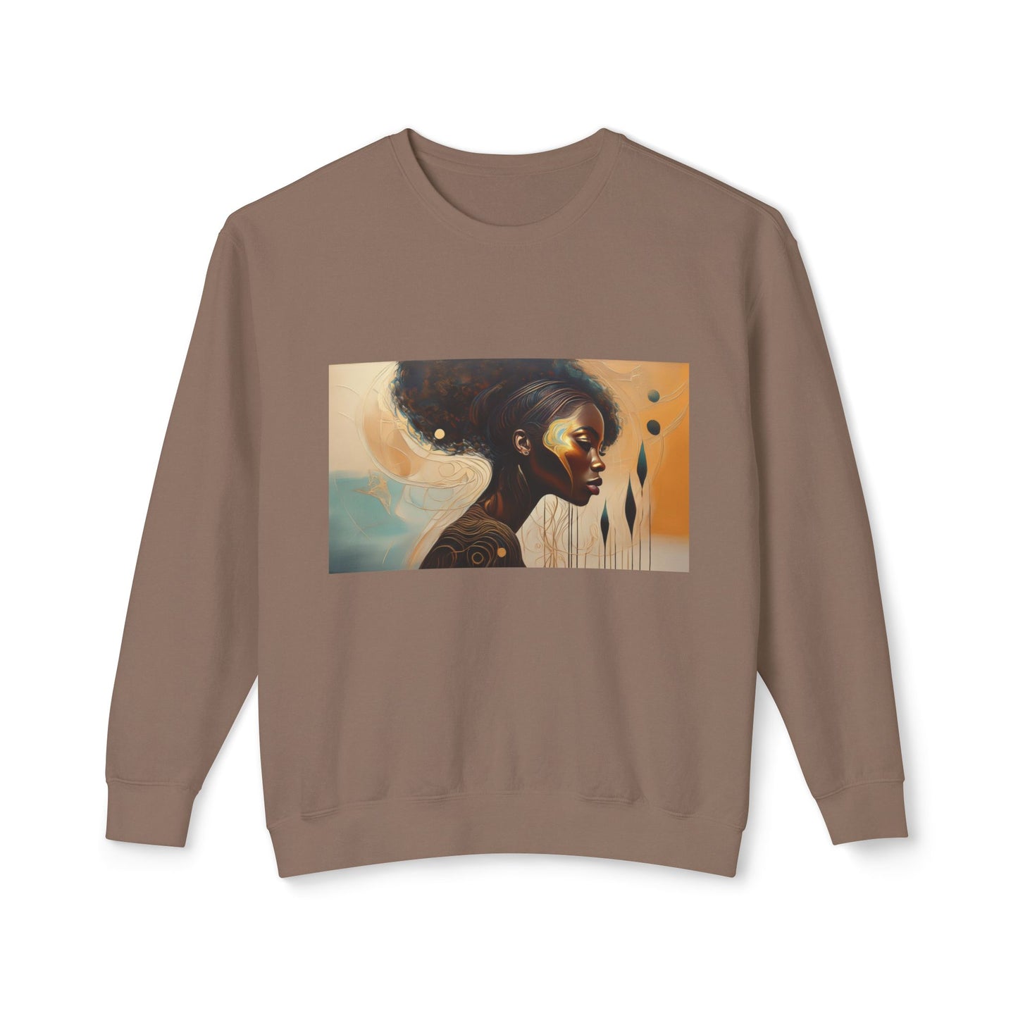 “Golden Reflection” Afrocentric Art Sweatshirt | M-Bodi Dezigns | Empowerment & Beauty in Motion