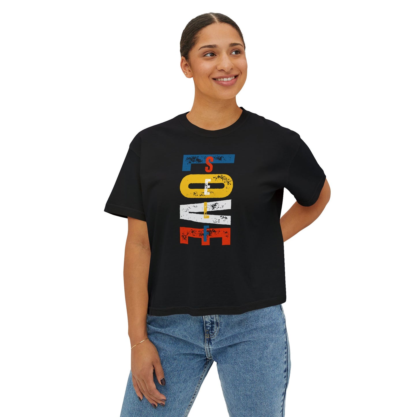 Self Love Women’s Boxy Tee – Soulful Streetwear Graphic T-Shirt | M-Bodi Dezigns