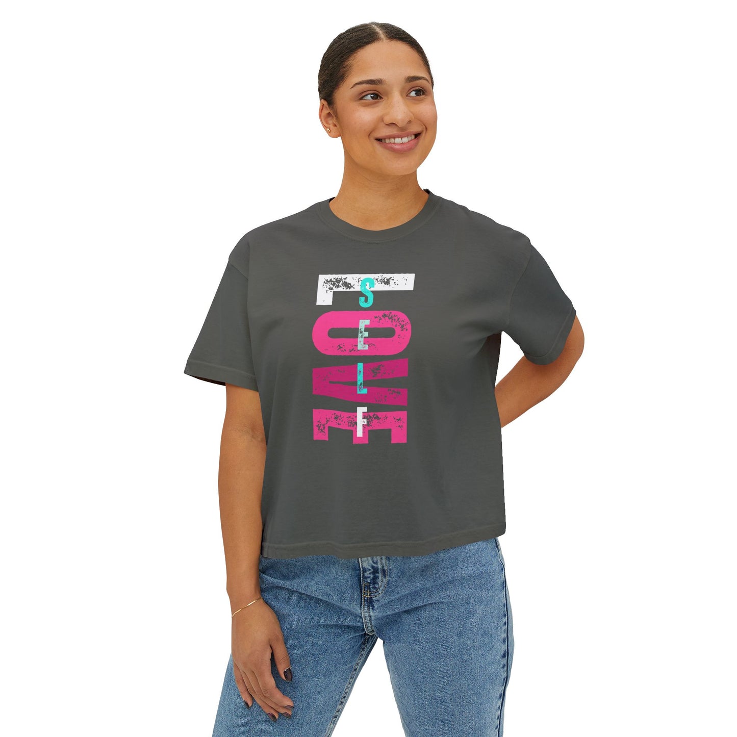 Self Love Women’s Boxy Tee – Soulful Streetwear Graphic T-Shirt | M-Bodi Dezigns